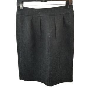 Banana Republic Black Embossed Shine Lined Rear Zip Skirt Size 4